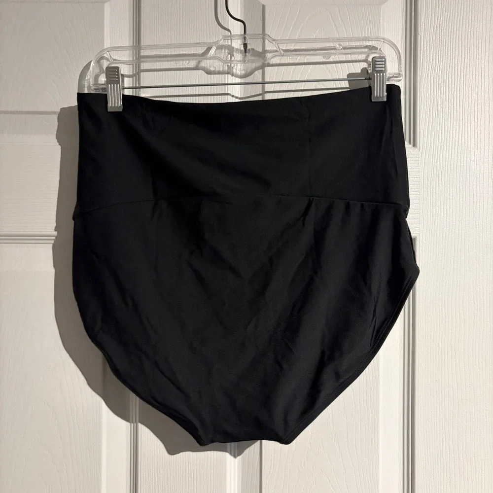 Shapermint Essentials Womens Black High Waisted Bikini Bottom Swim Brief Size L
